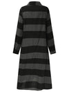 Casual Women Long Sleeve Striped Turndown Collar Shirt Dress