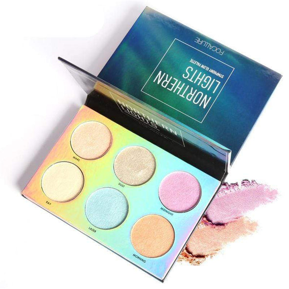 FOCALLURE 6 Colos Chameleon Eye Shadow Highlighter Palette Shimmer Makeup Brighten Highlight