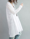 Loose Women Button Solid Cotton Linen Long Sleeve T-shirts